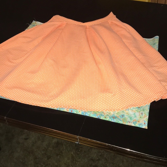 Orange & white polkadot lularoe skirt
